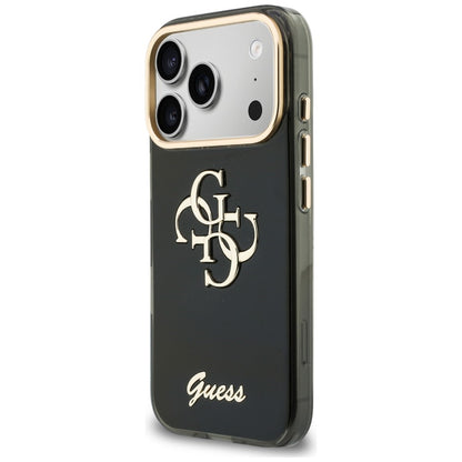 Ovitek za Apple iPhone 18 Pro / 17 Pro, Guess, IML 4G Metal Script, Črn