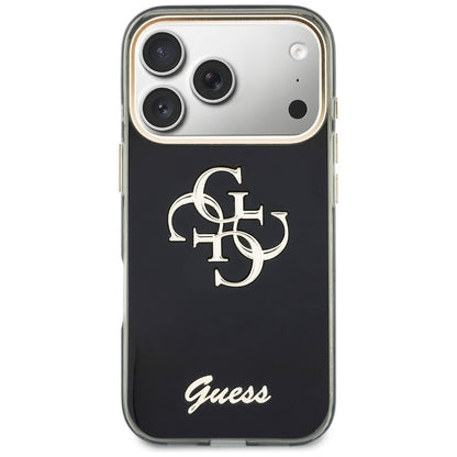 Ovitek za Apple iPhone 18 Pro / 17 Pro, Guess, IML 4G Metal Script, Črn