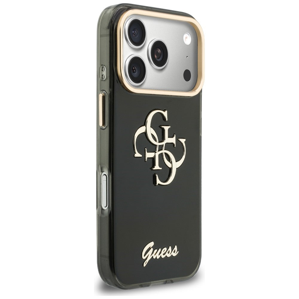Ovitek za Apple iPhone 18 Pro / 17 Pro, Guess, IML 4G Metal Script, Črn