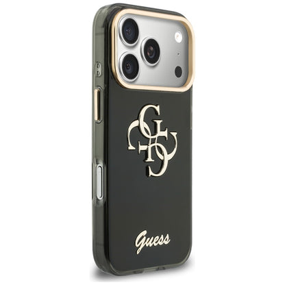 Ovitek za Apple iPhone 18 Pro / 17 Pro, Guess, IML 4G Metal Script, Črn
