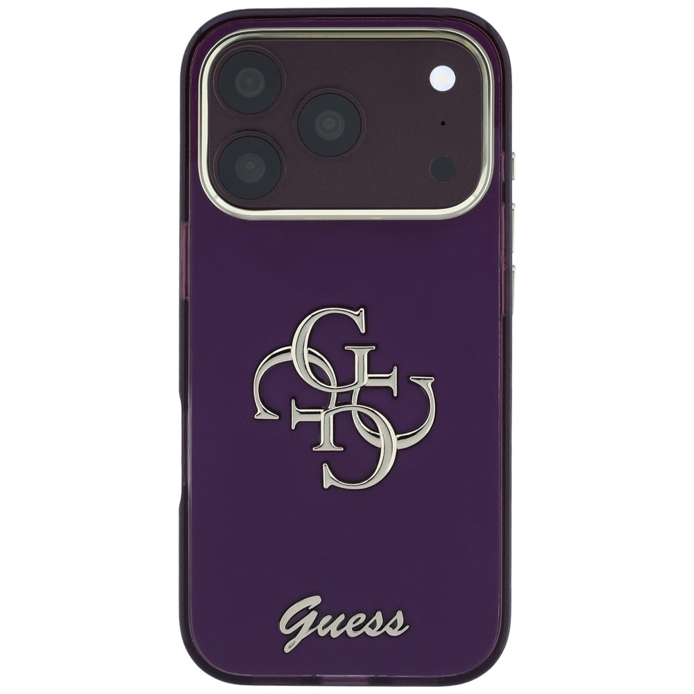 Ovitek za Apple iPhone 18 Pro / 17 Pro, Guess, IML 4G Metal Script, Vijoličen