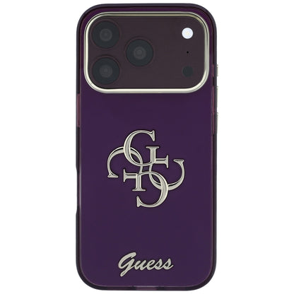 Ovitek za Apple iPhone 18 Pro / 17 Pro, Guess, IML 4G Metal Script, Vijoličen