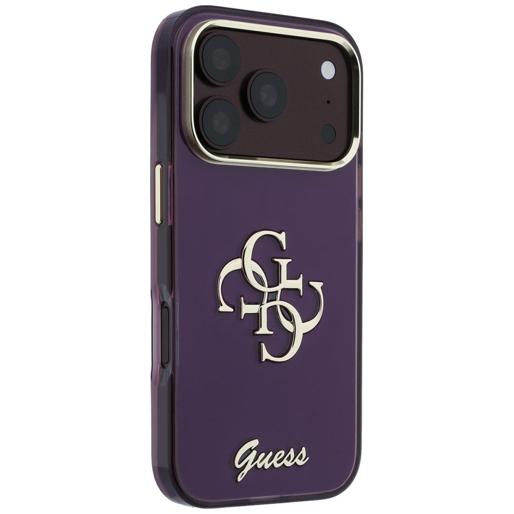 Ovitek za Apple iPhone 18 Pro / 17 Pro, Guess, IML 4G Metal Script, Vijoličen
