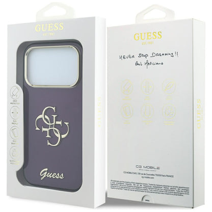 Ovitek za Apple iPhone 18 Pro / 17 Pro, Guess, IML 4G Metal Script, Vijoličen