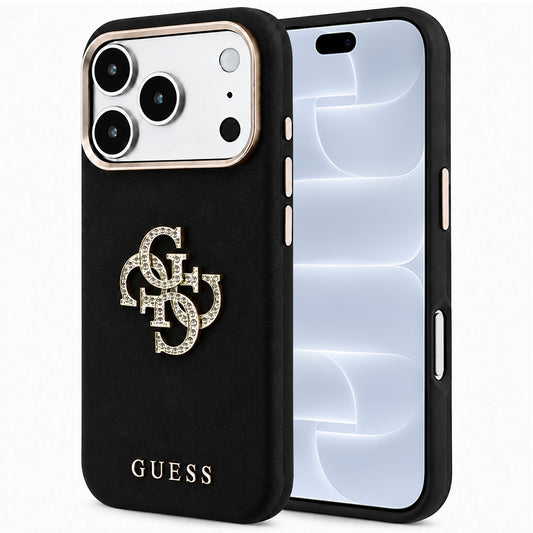Ovitek za Apple iPhone 18 Pro / 17 Pro, Guess, Smooth Big Strass Logo, Črn