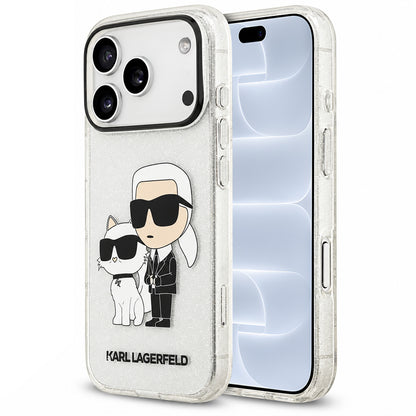 Ovitek za Apple iPhone 18 Pro / 17 Pro, Karl Lagerfeld, IML Glitter Karl and Choupette NFT, prozoren