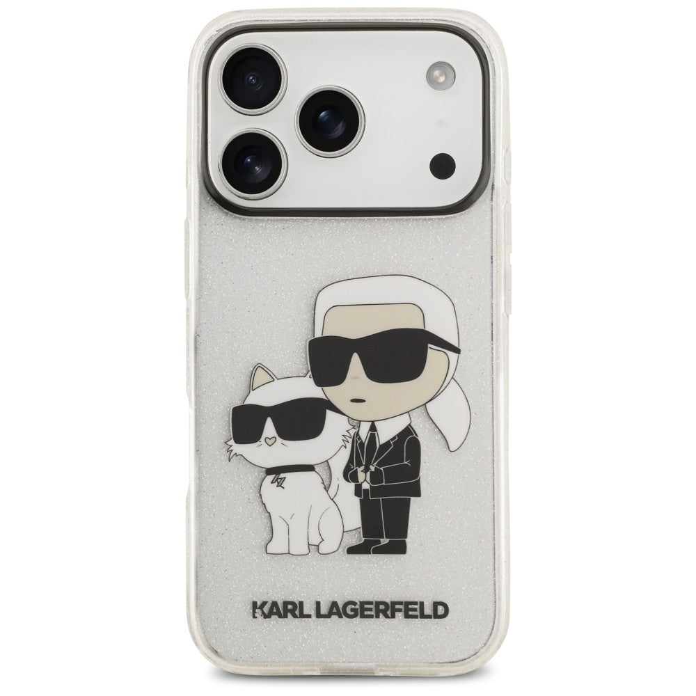 Ovitek za Apple iPhone 18 Pro / 17 Pro, Karl Lagerfeld, IML Glitter Karl and Choupette NFT, prozoren