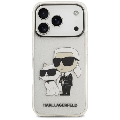 Ovitek za Apple iPhone 18 Pro / 17 Pro, Karl Lagerfeld, IML Glitter Karl and Choupette NFT, prozoren