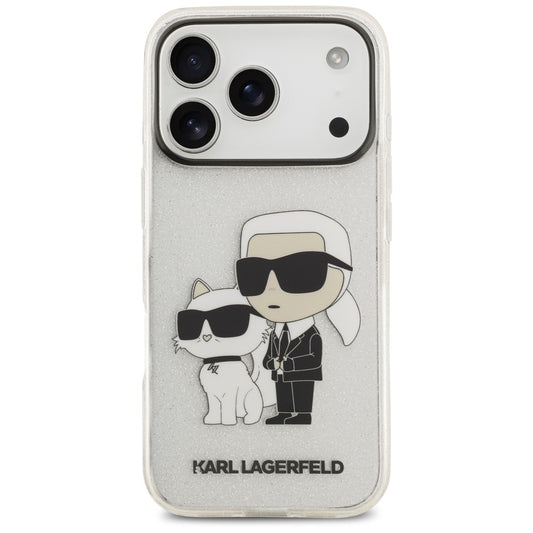 Ovitek za Apple iPhone 18 Pro / 17 Pro, Karl Lagerfeld, IML Glitter Karl and Choupette NFT, prozoren