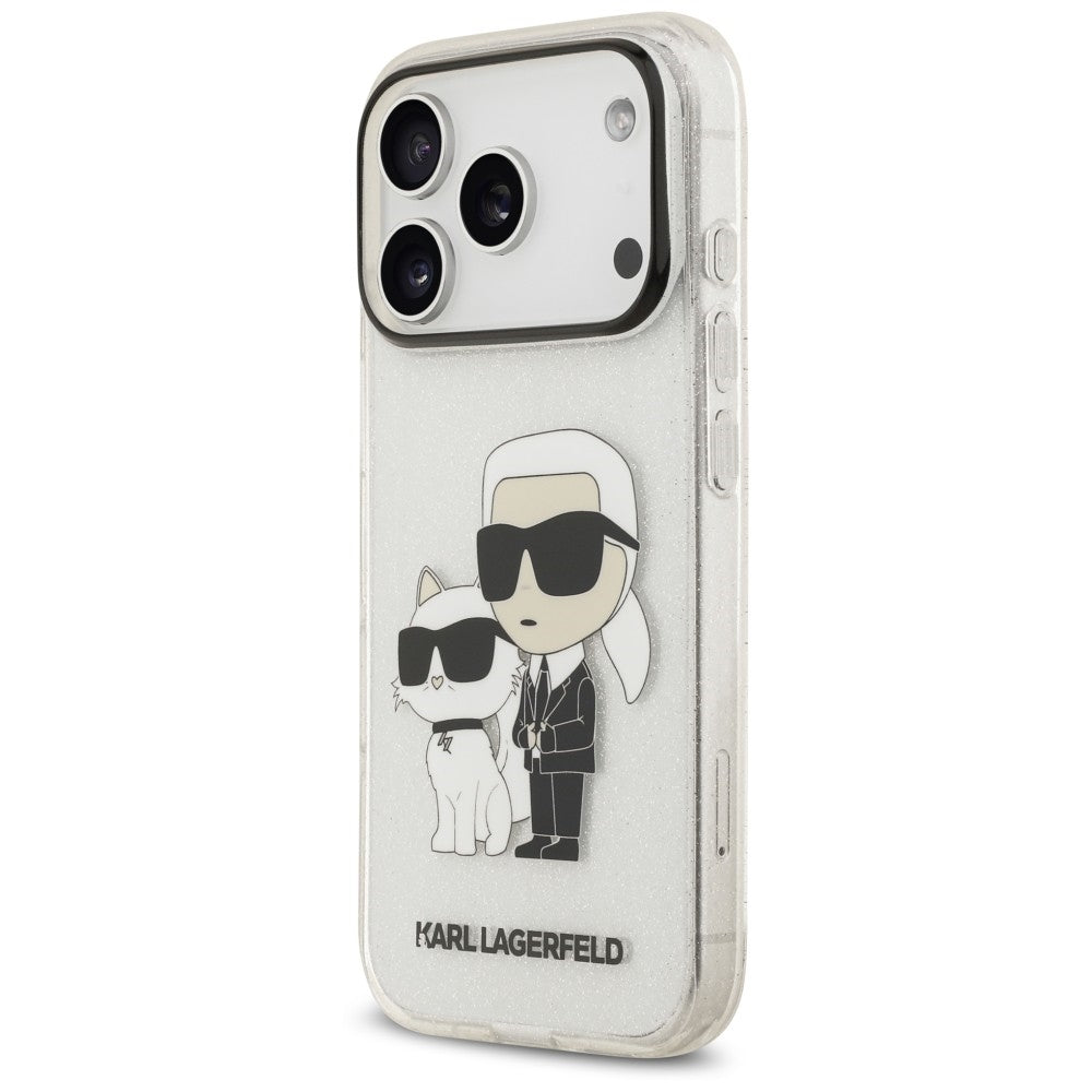 Ovitek za Apple iPhone 18 Pro / 17 Pro, Karl Lagerfeld, IML Glitter Karl and Choupette NFT, prozoren