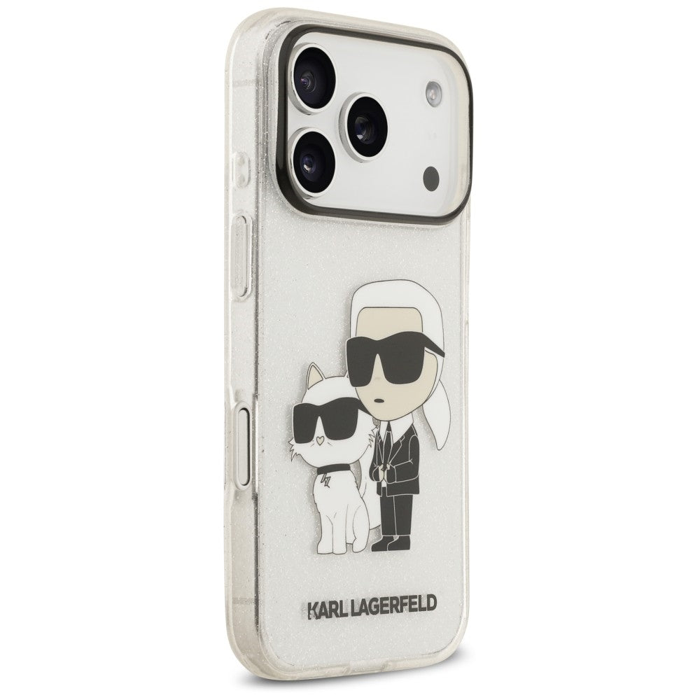 Ovitek za Apple iPhone 18 Pro / 17 Pro, Karl Lagerfeld, IML Glitter Karl and Choupette NFT, prozoren