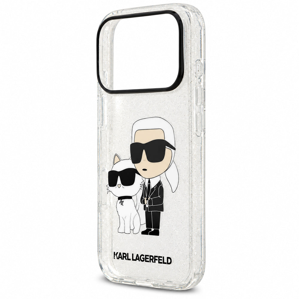 Ovitek za Apple iPhone 18 Pro / 17 Pro, Karl Lagerfeld, IML Glitter Karl and Choupette NFT, prozoren
