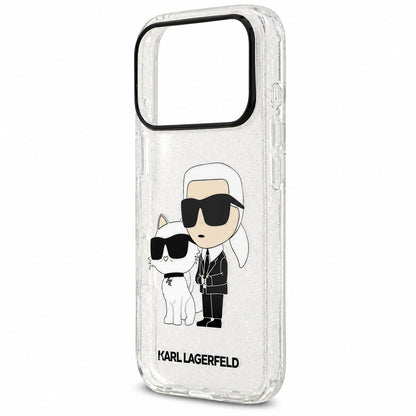 Ovitek za Apple iPhone 18 Pro / 17 Pro, Karl Lagerfeld, IML Glitter Karl and Choupette NFT, prozoren