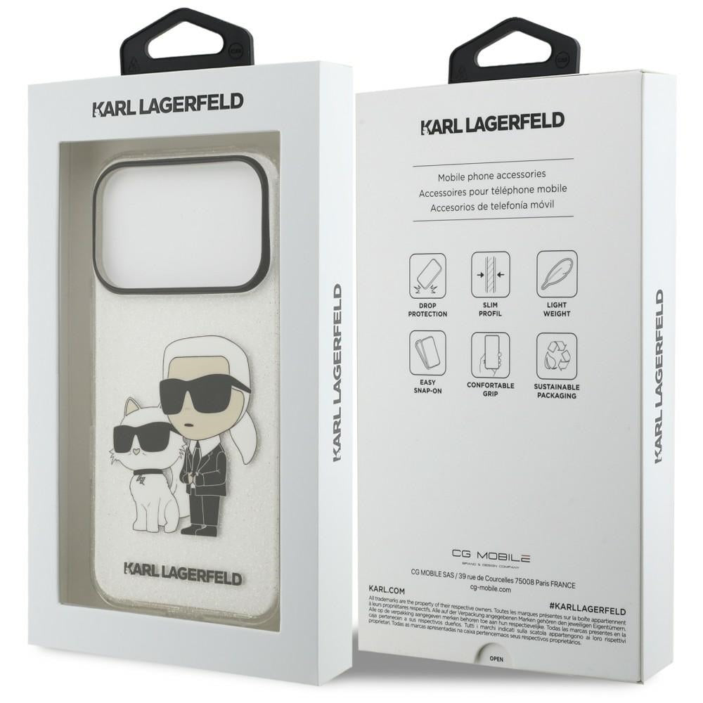 Ovitek za Apple iPhone 18 Pro / 17 Pro, Karl Lagerfeld, IML Glitter Karl and Choupette NFT, prozoren