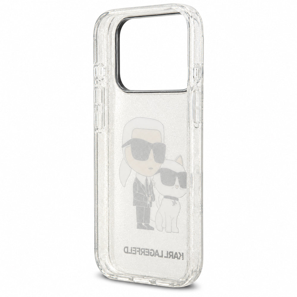 Ovitek za Apple iPhone 18 Pro / 17 Pro, Karl Lagerfeld, IML Glitter Karl and Choupette NFT, prozoren