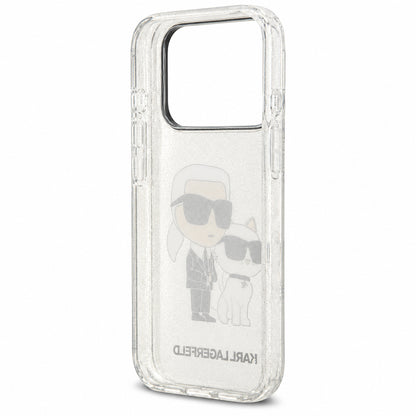 Ovitek za Apple iPhone 18 Pro / 17 Pro, Karl Lagerfeld, IML Glitter Karl and Choupette NFT, prozoren