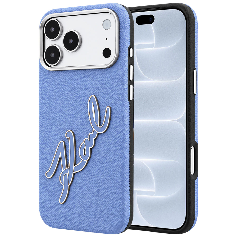 Case for Apple iPhone 18 Pro / 17 Pro, Karl Lagerfeld, Smooth Big Resin Signature Logo, Blue