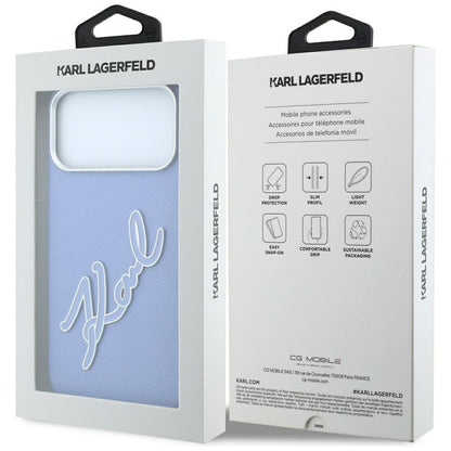 Case for Apple iPhone 18 Pro / 17 Pro, Karl Lagerfeld, Smooth Big Resin Signature Logo, Blue