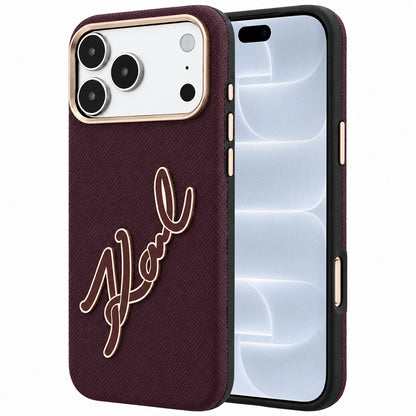 Ovitek za Apple iPhone 18 Pro / 17 Pro, Karl Lagerfeld, Gladek Velik Smolnat Logotip, Vijoličen