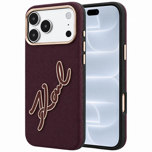 Ovitek za Apple iPhone 18 Pro / 17 Pro, Karl Lagerfeld, Gladek Velik Smolnat Logotip, Vijoličen