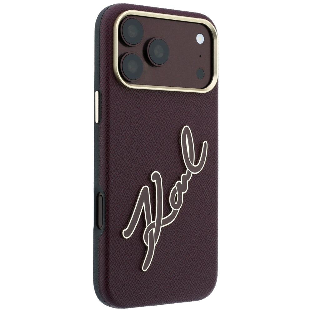 Ovitek za Apple iPhone 18 Pro / 17 Pro, Karl Lagerfeld, Gladek Velik Smolnat Logotip, Vijoličen