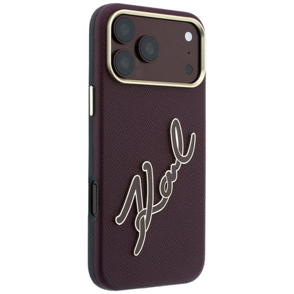 Ovitek za Apple iPhone 18 Pro / 17 Pro, Karl Lagerfeld, Gladek Velik Smolnat Logotip, Vijoličen