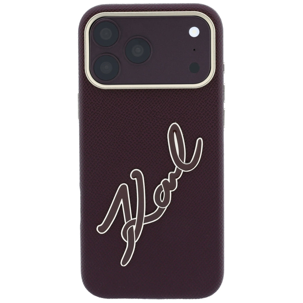 Ovitek za Apple iPhone 18 Pro / 17 Pro, Karl Lagerfeld, Gladek Velik Smolnat Logotip, Vijoličen