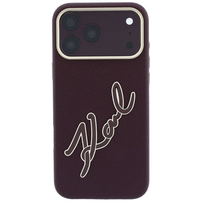 Ovitek za Apple iPhone 18 Pro / 17 Pro, Karl Lagerfeld, Gladek Velik Smolnat Logotip, Vijoličen