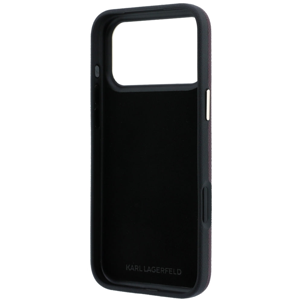 Ovitek za Apple iPhone 18 Pro / 17 Pro, Karl Lagerfeld, Gladek Velik Smolnat Logotip, Vijoličen