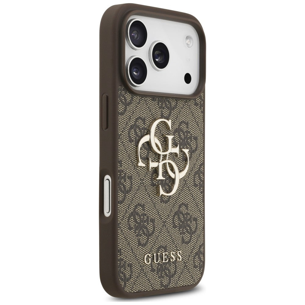 Ovitek za Apple iPhone 18 Pro Max / 17 Pro Max, Guess, 4G Classic Logo z naramničkom, rjav