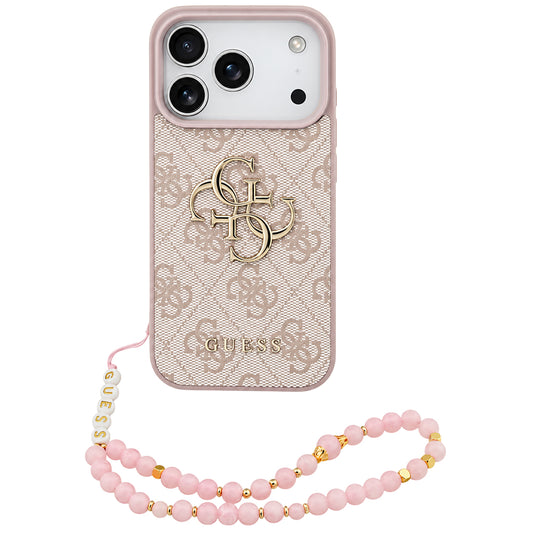 Ovitek za Apple iPhone 18 Pro Max / 17 Pro Max, Guess, 4G Classic Logo z vrvico, roza