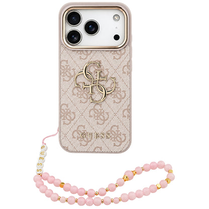 Ovitek za Apple iPhone 18 Pro Max / 17 Pro Max, Guess, 4G Classic Logo z naramnicom, rožnato zlata