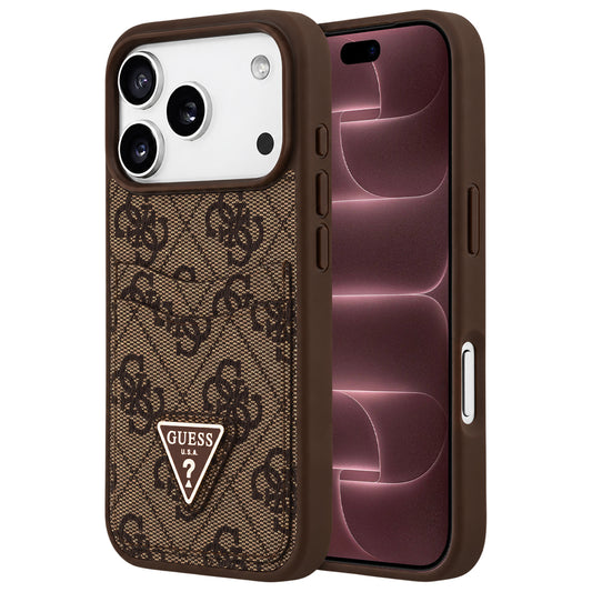 Ovitek za Apple iPhone 18 Pro Max / 17 Pro Max, Guess, 4G Double Card Triangle, rjav