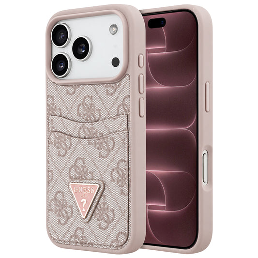 Ovitek za Apple iPhone 18 Pro Max / 17 Pro Max, Guess, 4G Double Card Triangle, roza