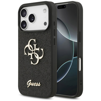 Ovitek za Apple iPhone 18 Pro Max / 17 Pro Max, Guess, Fixed Glitter Big 4G, Črn
