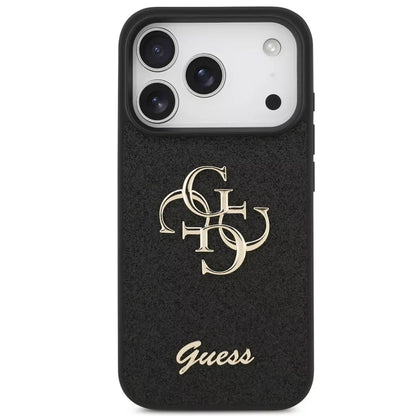 Ovitek za Apple iPhone 18 Pro Max / 17 Pro Max, Guess, Fixed Glitter Big 4G, Črn