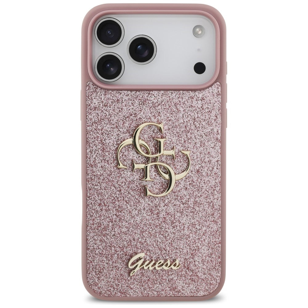 Ovitek za Apple iPhone 18 Pro Max / 17 Pro Max, Guess, Fixed Glitter Big 4G, Roza