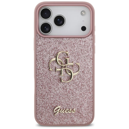 Ovitek za Apple iPhone 18 Pro Max / 17 Pro Max, Guess, Fixed Glitter Big 4G, Roza