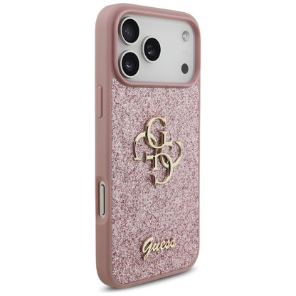 Ovitek za Apple iPhone 18 Pro Max / 17 Pro Max, Guess, Fixed Glitter Big 4G, Roza