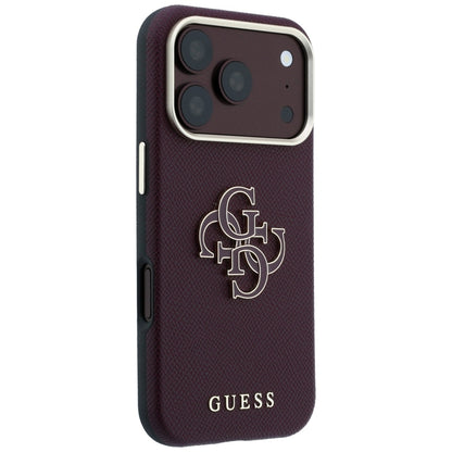 Ovitek za Apple iPhone 18 Pro Max / 17 Pro Max, Guess, zrnati veliki smolni logotip, bordo
