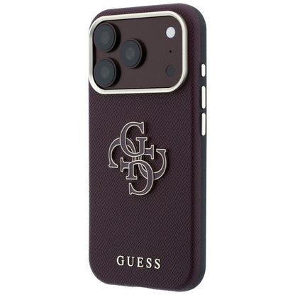Ovitek za Apple iPhone 18 Pro Max / 17 Pro Max, Guess, zrnati veliki smolni logotip, bordo
