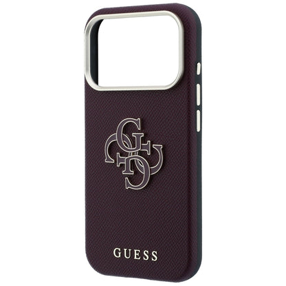 Ovitek za Apple iPhone 18 Pro Max / 17 Pro Max, Guess, zrnati veliki smolni logotip, bordo