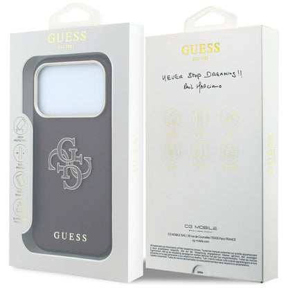 Ovitek za Apple iPhone 18 Pro Max / 17 Pro Max, Guess, zrnati veliki smolni logotip, bordo