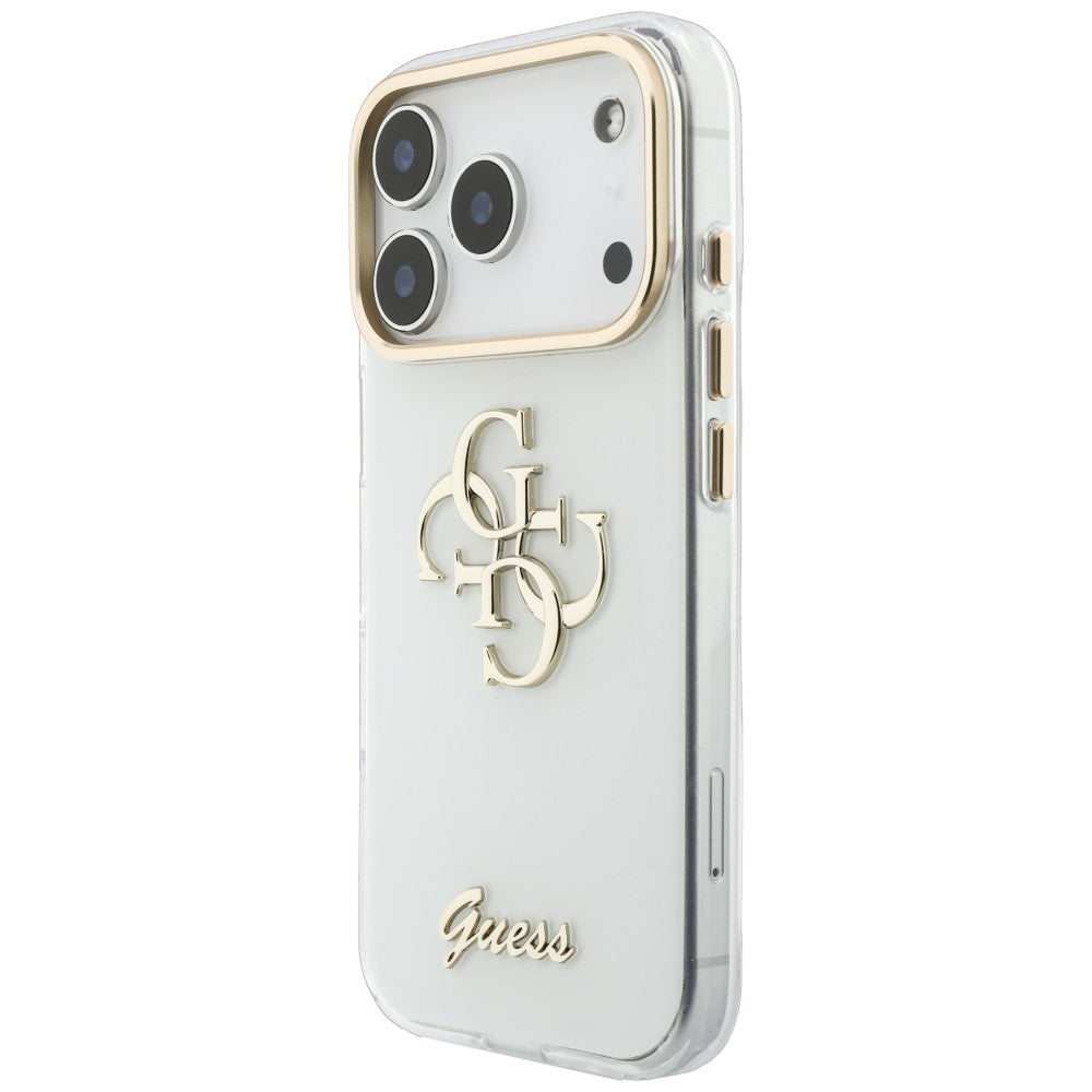 Ovitek za Apple iPhone 18 Pro Max / 17 Pro Max, Guess, IML 4G Metal Script, Bela