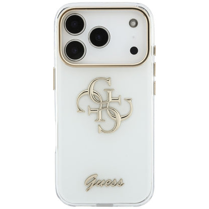 Ovitek za Apple iPhone 18 Pro Max / 17 Pro Max, Guess, IML 4G Metal Script, Bela