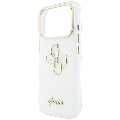 Ovitek za Apple iPhone 18 Pro Max / 17 Pro Max, Guess, IML 4G Metal Script, Bela