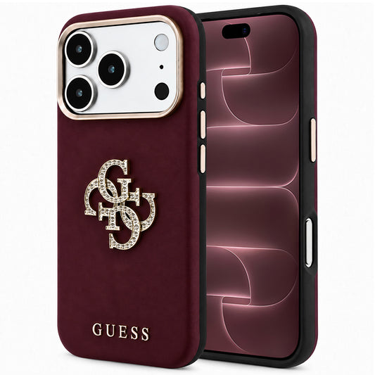 Ovitek za Apple iPhone 18 Pro Max / 17 Pro Max, Guess, Gladek Velik Strass Logotip, Vijoličen