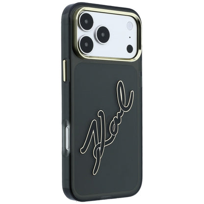 Ovitek za Apple iPhone 18 Pro Max / 17 Pro Max, Karl Lagerfeld, IML Big Signature Resin Logo Metal Frame, Črn