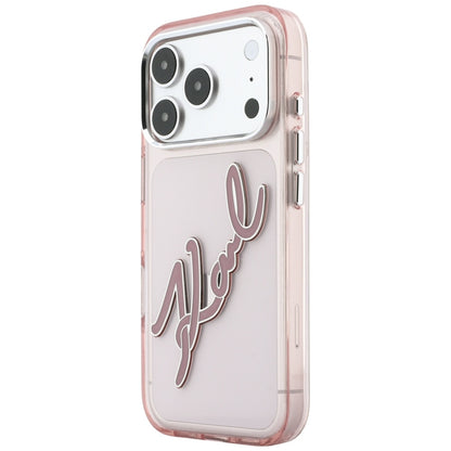Ovitek za Apple iPhone 18 Pro Max / 17 Pro Max, Karl Lagerfeld, IML Big Signature Resin Logo Metal Frame, Roza