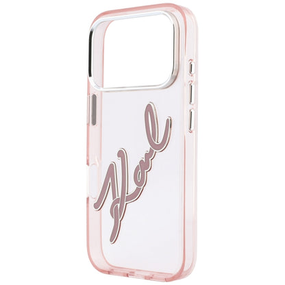 Ovitek za Apple iPhone 18 Pro Max / 17 Pro Max, Karl Lagerfeld, IML Big Signature Resin Logo Metal Frame, Roza